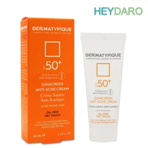 فلوئید ضد آفتاب بی رنگ آنتی آکنه درماتیپیک مناسب پوست چرب و جوش دار SPF50 حجم 40 میلی لیتر