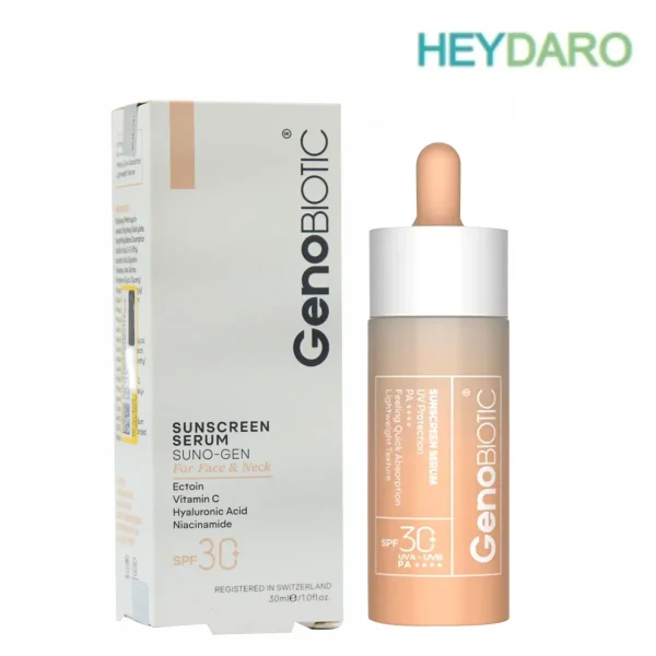سرم ضد آفتاب صورت و گردن SPF30 ژنوبایوتیک 30 میلی لیتر