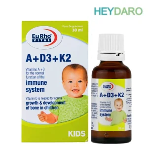 قطره خوراکی آ و د3 و کا2 کودکان یوروویتال 30 میلی لیتر