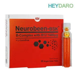 محلول خوراکی نوروبین، ب کمپلکس حاوی 10 ویال خوراکی تامین کننده ویتامین های گروه B (B1، B2، B3، B6، B12 و بیوتین) به همراه ال-کارنیتین