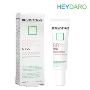 بی بی کرم SPF20 درماتیپیک مناسب پوست چرب و مختلط با فرمولاسیونی منحصر به فرد علاوه بر تنظیم ترشح سبوم و کاهش ایجاد جوش، سبب کم شدن براقی و اندازه منافذ نیز می‌شود.