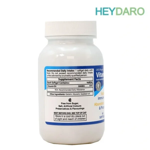 ویتامین D3 2000 واحد او پی دی فارما 30 عددی - تصویر 2